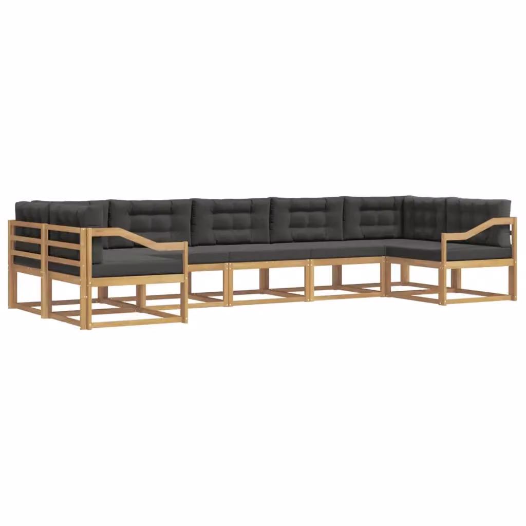 Set di divani da esterno a forma di U vidaXL composto da 7 pezzi in legno di acacia con cuscini in bianco e antracite – 2