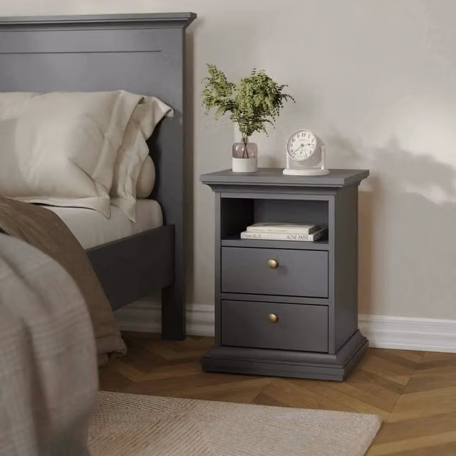 Comodino Alichin DMORA Grigio L 44 cm, P 40 cm, H 59 cm