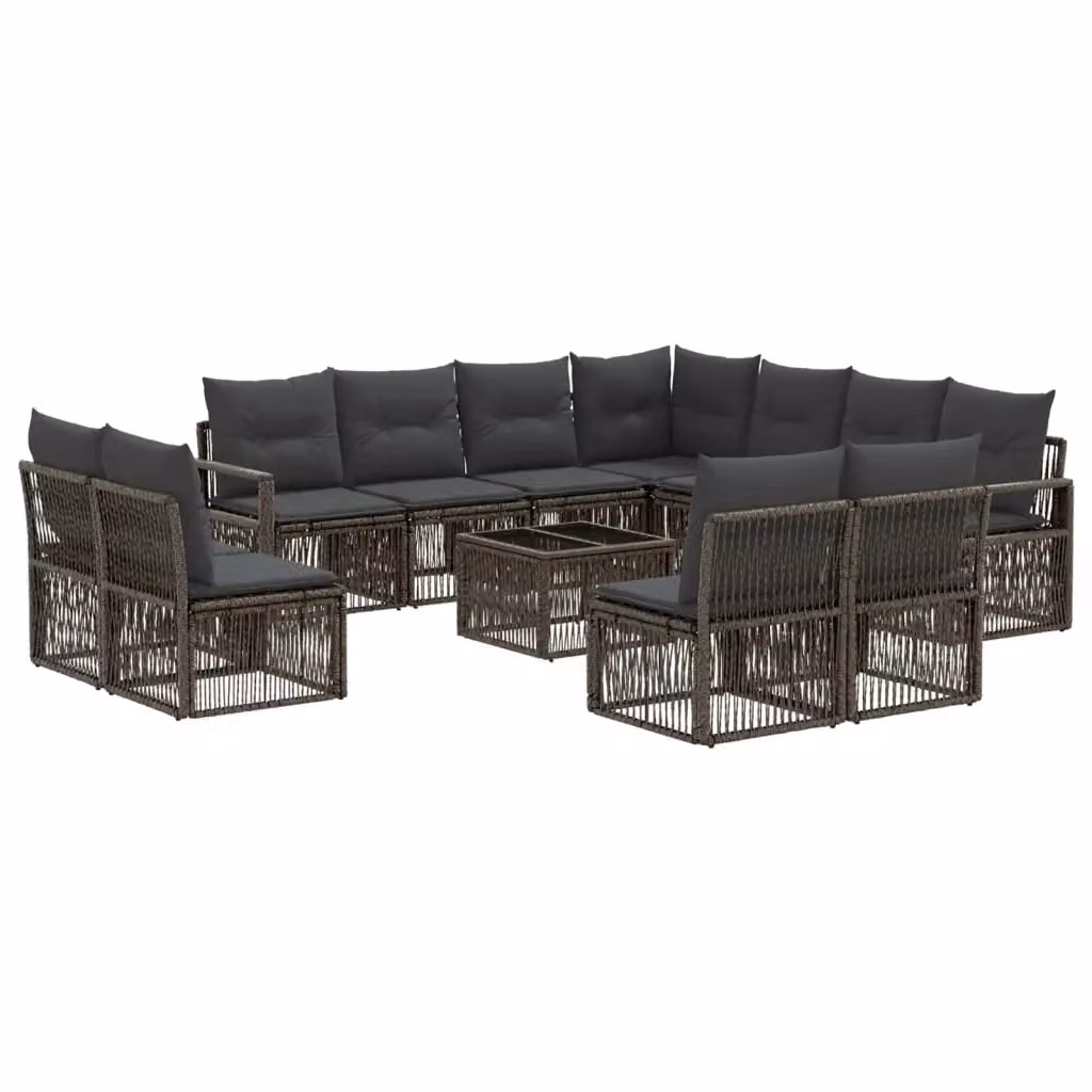 Set Divano da Giardino Moderno vidaXL Grigio con Cuscini e Tavolino da Esterno – 2
