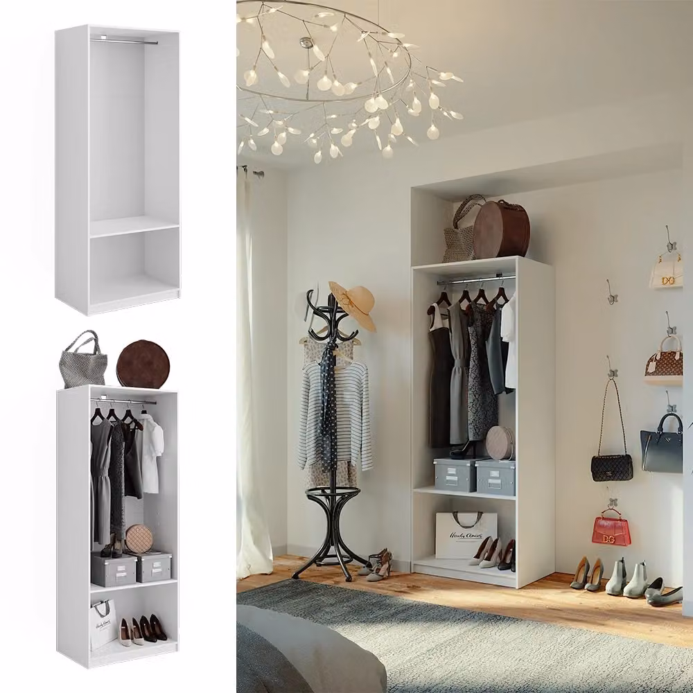 Armadio Elmo Vicco Bianco con ante a battente e ripiani L: 80 cm, P: 50 cm, H: 200 cm – 2