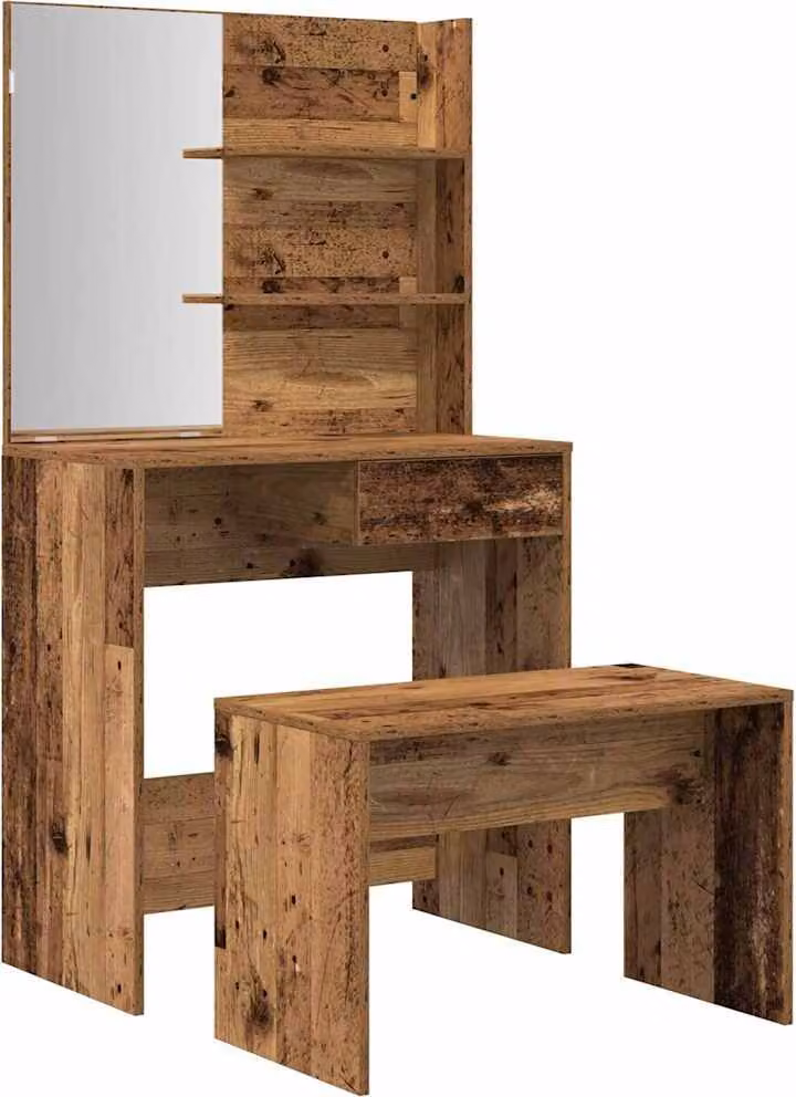 Set Tavolo da Toeletta Legno Antico in Legno Multistrato