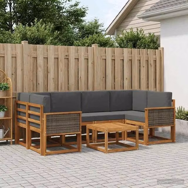 Set di divani da esterno 5 pz Naturale e Antracite 3385028