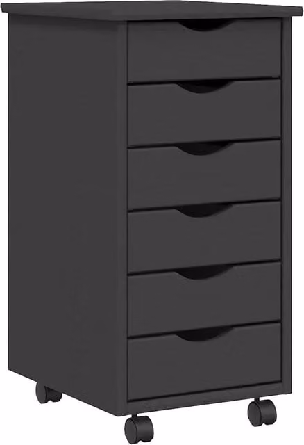 Armadio su ruote con cassetti 34 x 39 x 65,5 cm pratico contenitore moderno in stile rustico in pino grigio 02_0047158