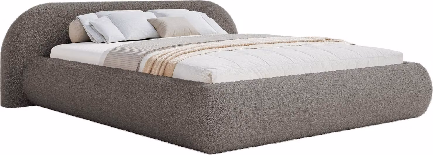 Selsey Shels Low – Letto imbottito 140x200 con contenitore, in tessuto bouclé, color marrone