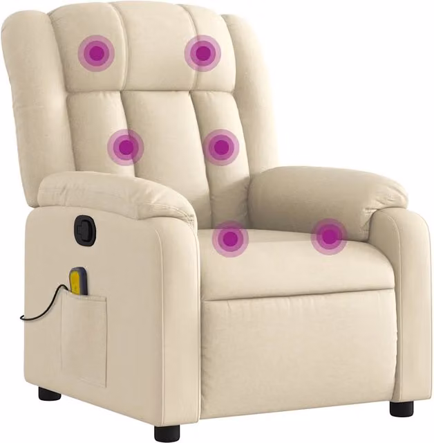 Poltrona Massaggiante | Sedia Relax Reclinabile Crema in Tessuto