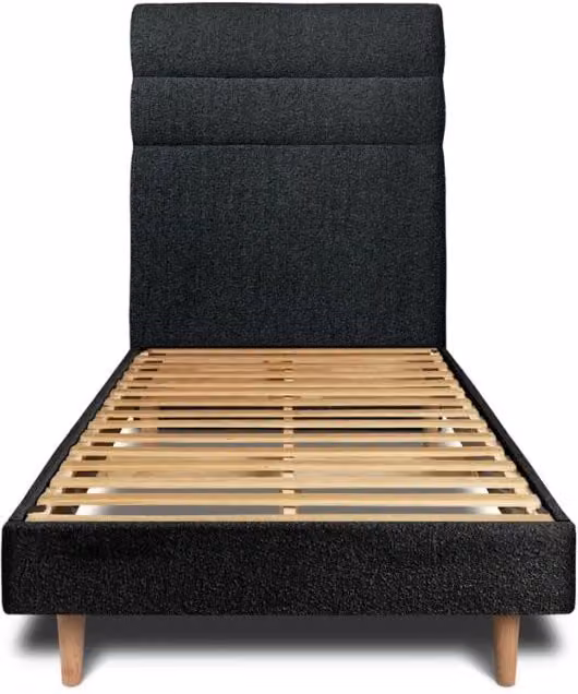 Letto 90x190 cm con testiera in linea - tessuto bouclé