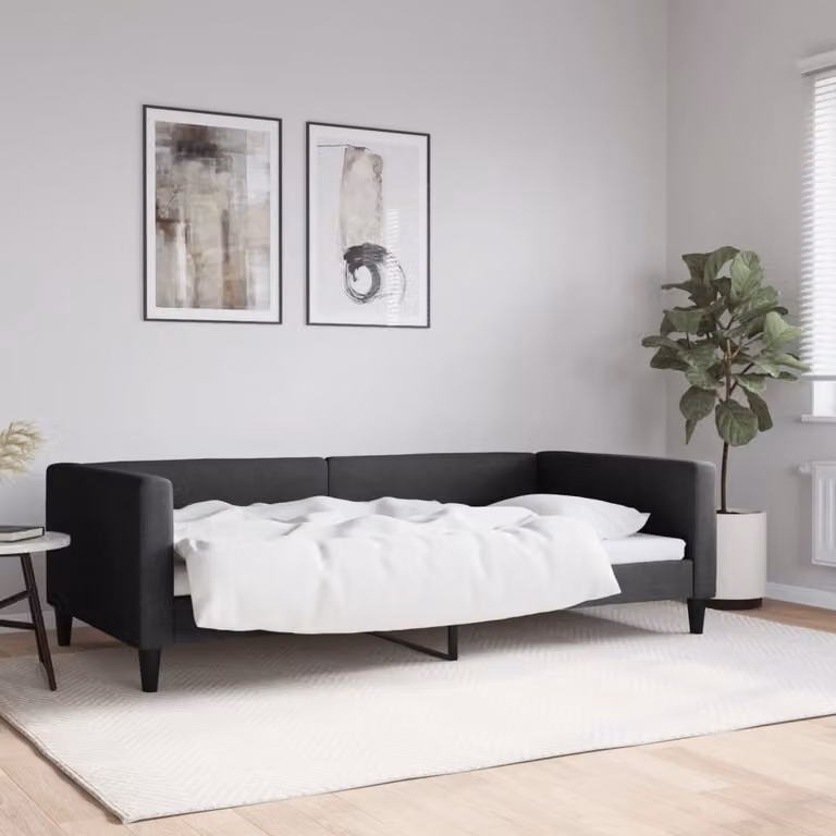 Maison Exclusive - Letto a giorno nero, 100x200 cm, rivestito in tessuto
