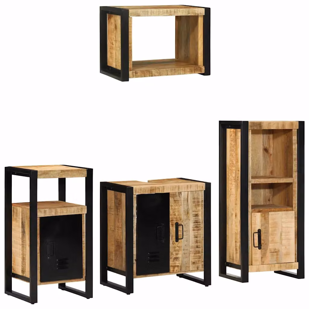 vidaXL Set di mobili per il bagno 4 pz Marrone e Nero 55 x 35 x 60 cm