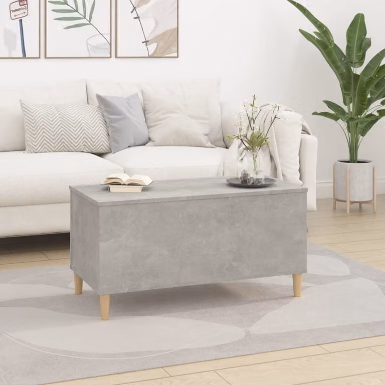 The Living Store tavolino in cemento grigio 90x44,5x45 cm materiale a base di legno