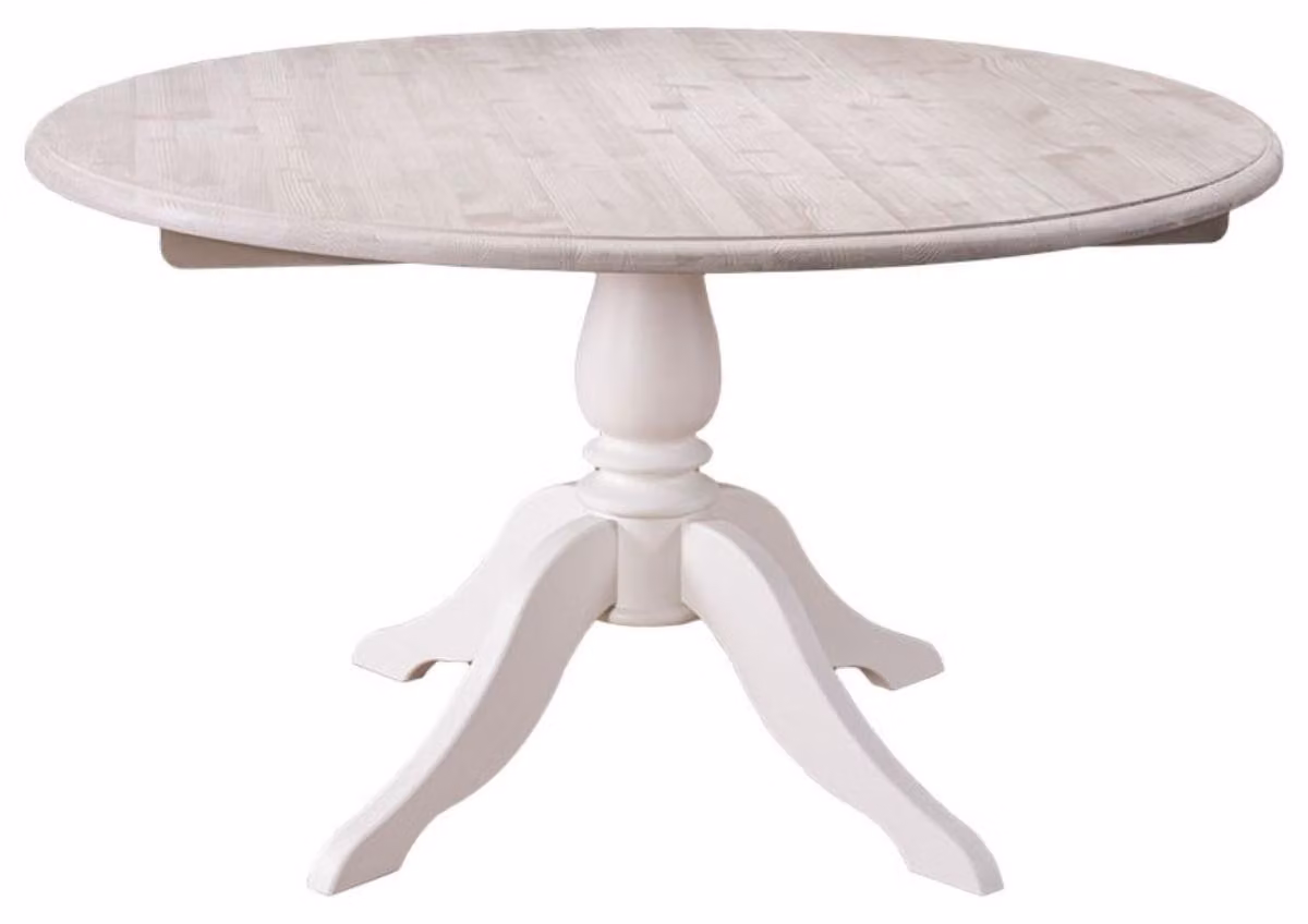 Tavolo da pranzo Casa Padrino in stile rustico, colori naturali/bianco, diametro 130 x altezza 78 cm - Massiccio tavolo rotondo in legno