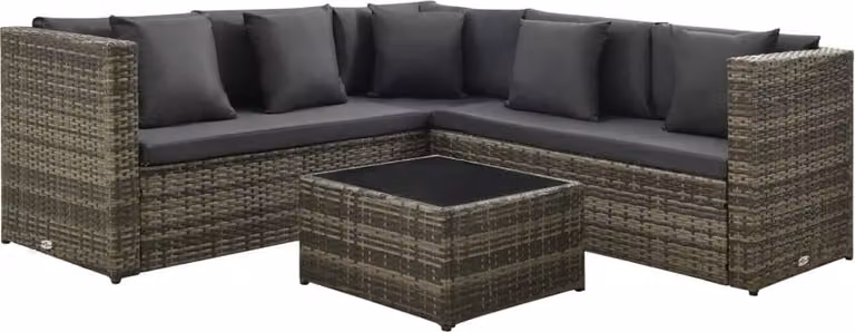 Maison Exclusive - Set da giardino da 4 pezzi con cuscini in polyrattan grigio