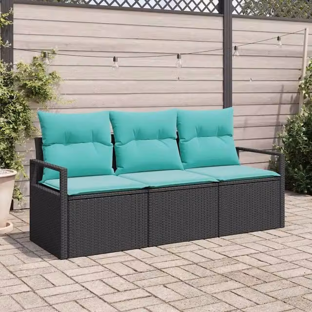 Set di divani 3 pz Nero polyrattan 3346246