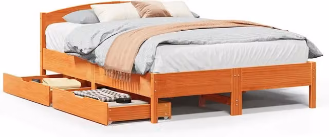 Letto matrimoniale | Letto per adulti | Letto senza Materasso Marrone Cera 150x200 cm in Legno di Pino