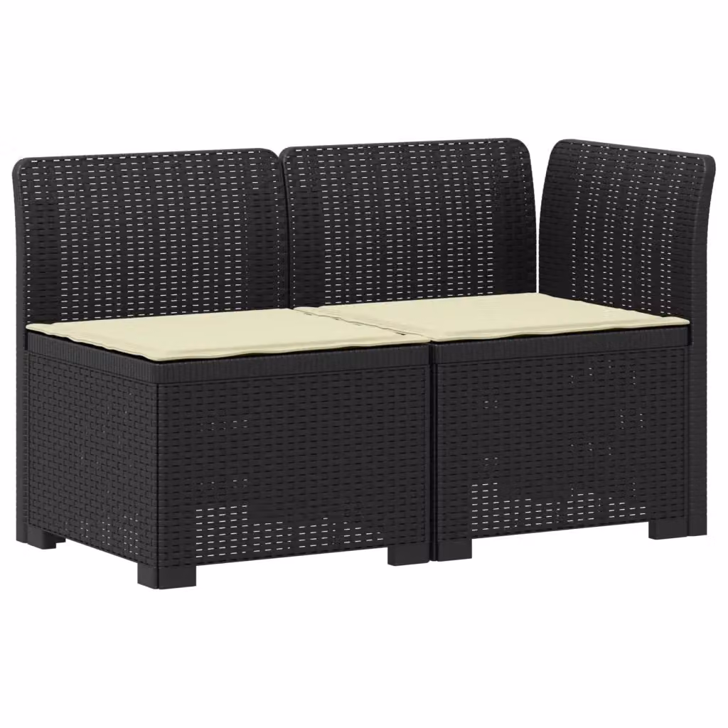 Divano da giardino a 2 posti vidaXL con cuscini in stile rattan moderno, resistente alle intemperie e ai raggi UV, disponibile in antracite, beige o nero – 2