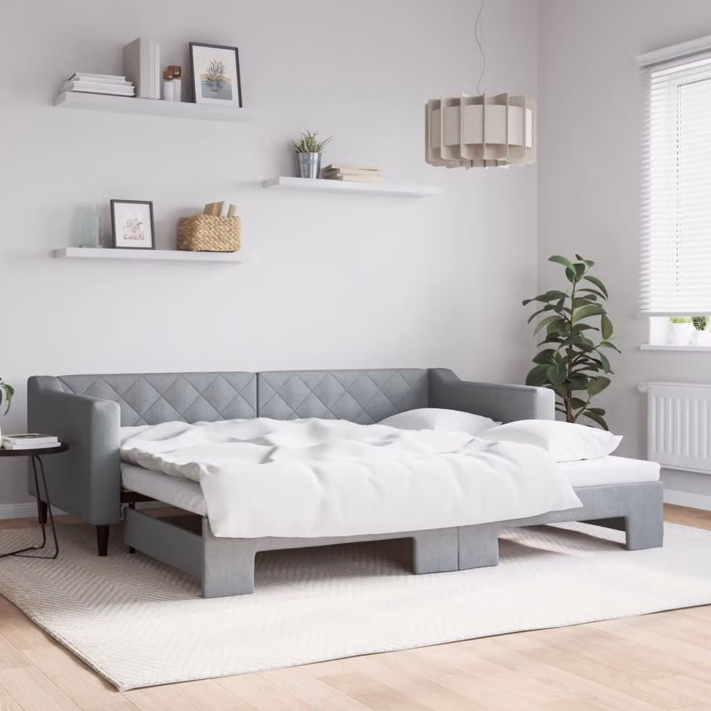 vidaXL Divano Letto con Letto Estraibile in Tessuto Grigio L/P/H: 223 x 100 x 67 cm