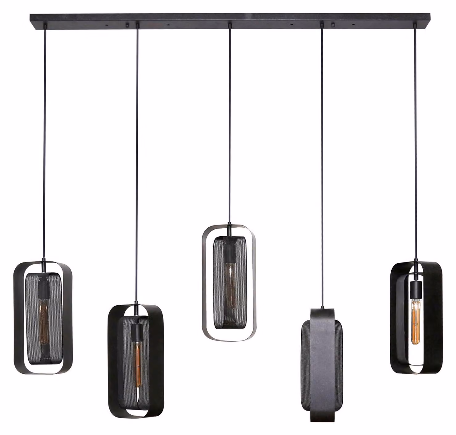 FURNLUX Lampada da soffitto Mesh Nero 145 cm / Colore principale: Nero / Dimensioni: 145 x 150 x 20 cm