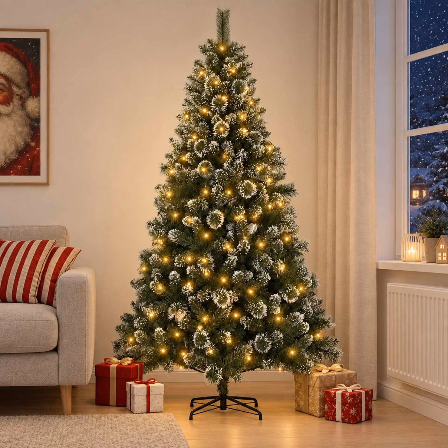 vidaXL Albero di Natale artificiale 240 cm 300 LED Bianco caldo