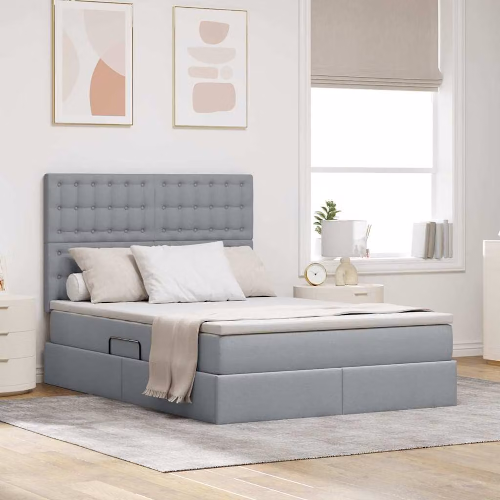 Letto con contenitore e materasso vidaXL Grigio, L/P: 140 x 190 cm – 1