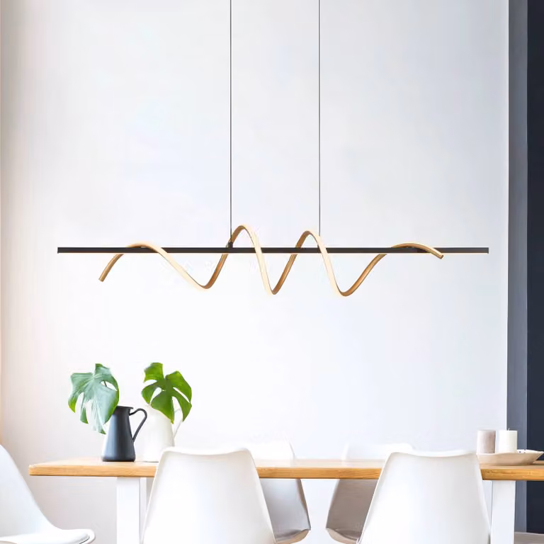 JUST LIGHT. GmbH Lampada a sospensione Emanda LED, ferro, ottone nero Emanda, dimmerabile, Nero, Soggiorno / Sala da pranzo, Metallo, Moderno
