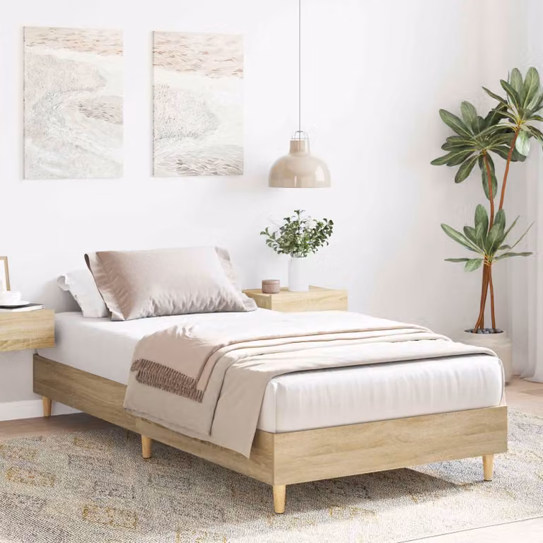 Struttura del letto moderna vidaXL in legno color rovere, L 80 x P 200 cm