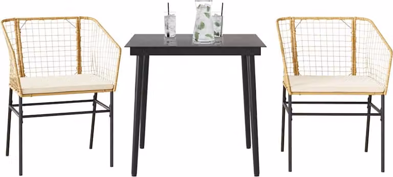 Maison Exclusive - Set da Pranzo da Giardino 3pz con Cuscini Polyrattan Vetro
