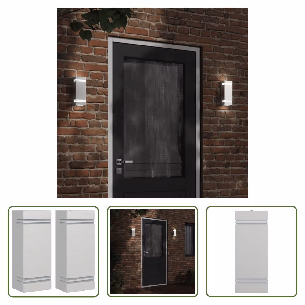 The Living Store Luci da parete per esterni 2 pezzi in acciaio inox argento