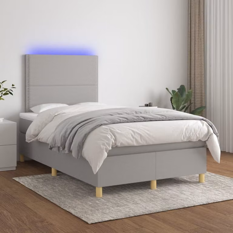 Maison Exclusive - Letto a Molle Materasso e LED Grigio Chiaro 120x200 cm Tessuto