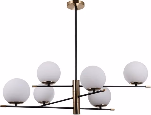 Lampadario Stelia nero/bronzo ant. sfere bianche 6xE14 Italux