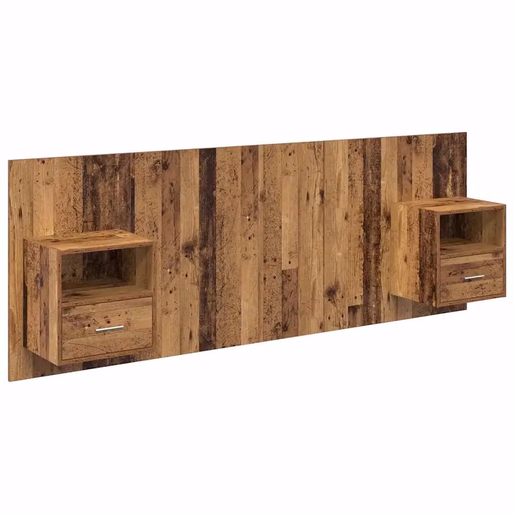 Set di 3 pezzi Testata con Comodini vidaXL in Legno Ingegnerizzato Marrone Moderno L: 217 cm, H: 151 cm, P: 32,5 cm – 2