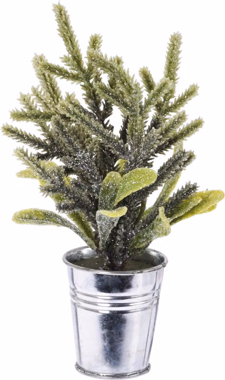 Albero di Natale artificiale con rami di abete e pino con paillettes - Decorazioni natalizie per l'albero di Natale - Piante in vaso