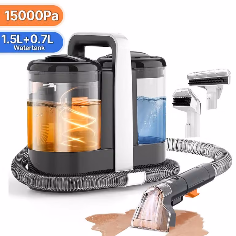Aspirapolvere per tappeti portatile - Pulitore per macchie - 600 W - 15 kPa - Funzione di spruzzo e aspirazione - Adatto per auto e divani - Rimuove i peli di animali