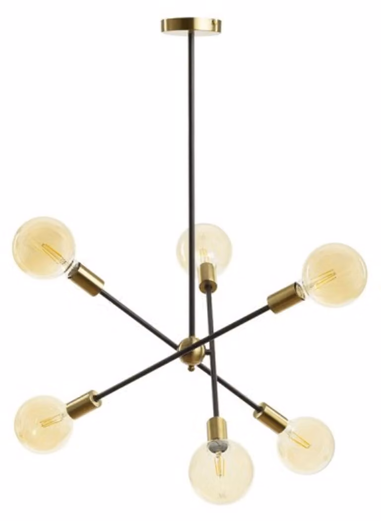 RED - DESIGN RENDL RENDL ARTEMIA Lampada da terra a 6 bracci, ottone spazzolato nero, 230 V, E27, 6 x 15 W, R14398