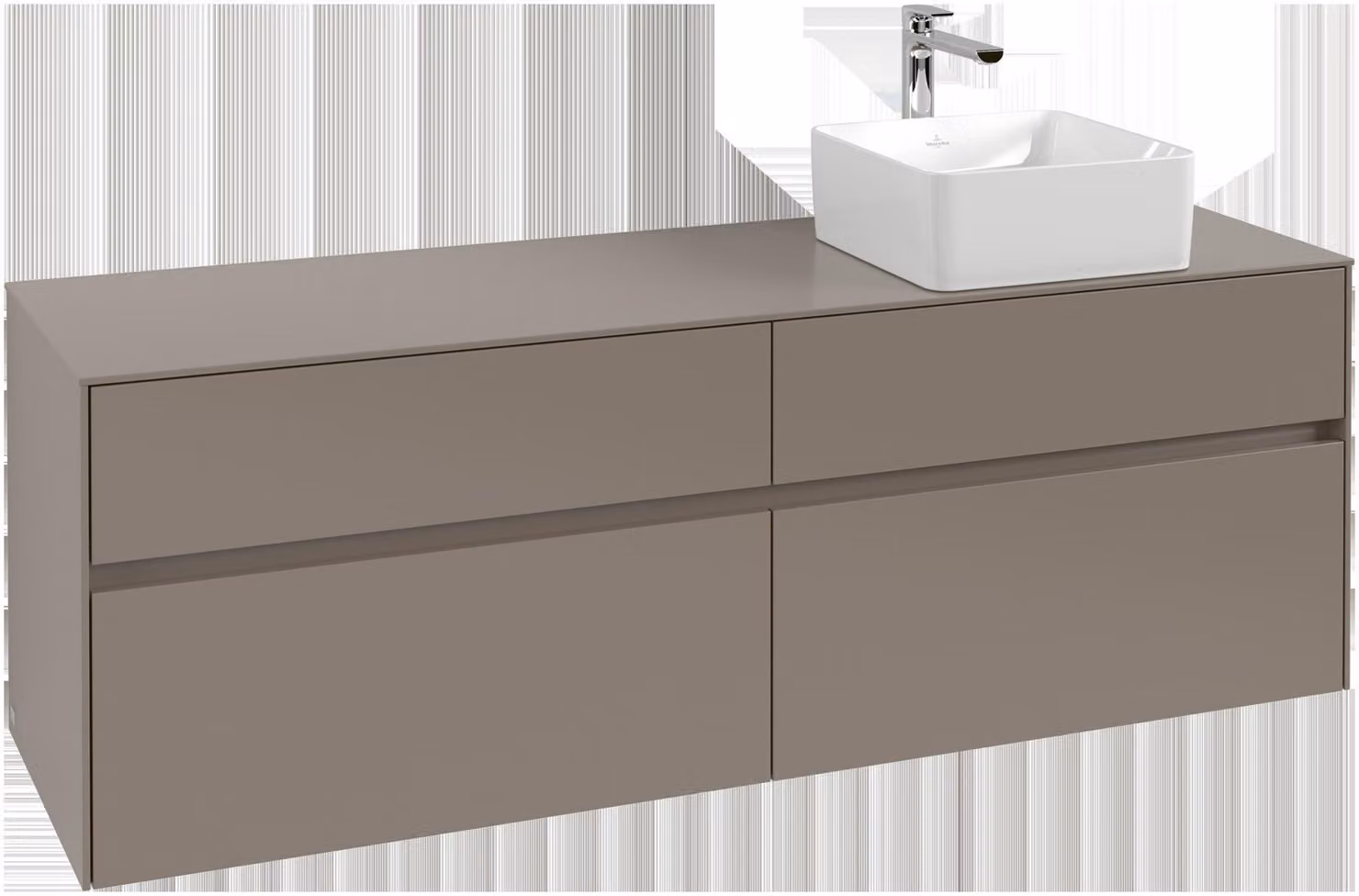 Villeroy & Boch Collaro Meuble sous-lavabo, lavabo à droite, 4 tiroirs, montage mural, 1600x548x500mm, C05100AF, C05100AF