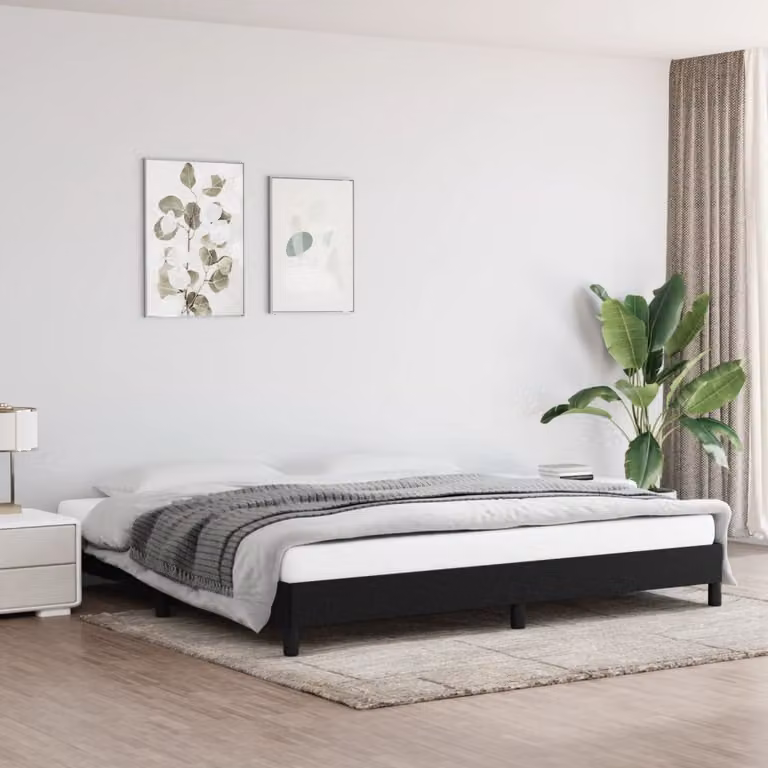 The Living Store Struttura letto nera 200x200 cm in tessuto