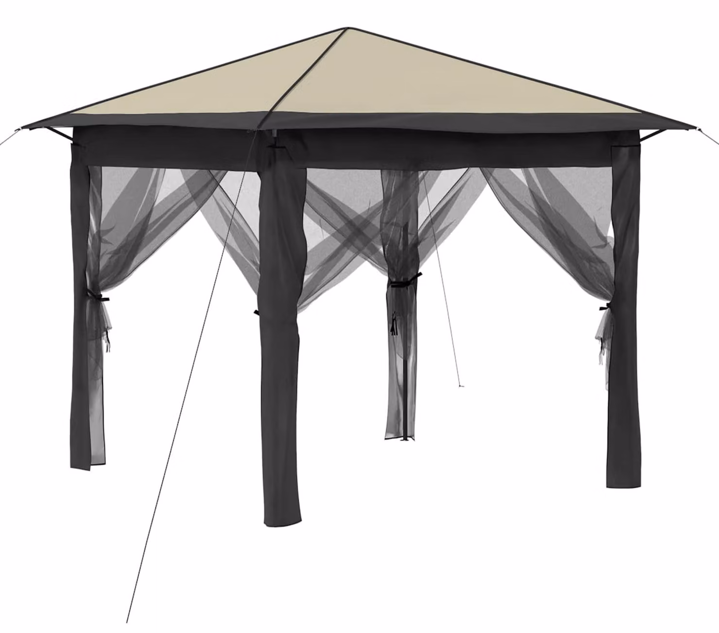 Gazebo con 4 pareti laterali, dimensioni 2,6 x 2,6 metri, colore crema e antracite