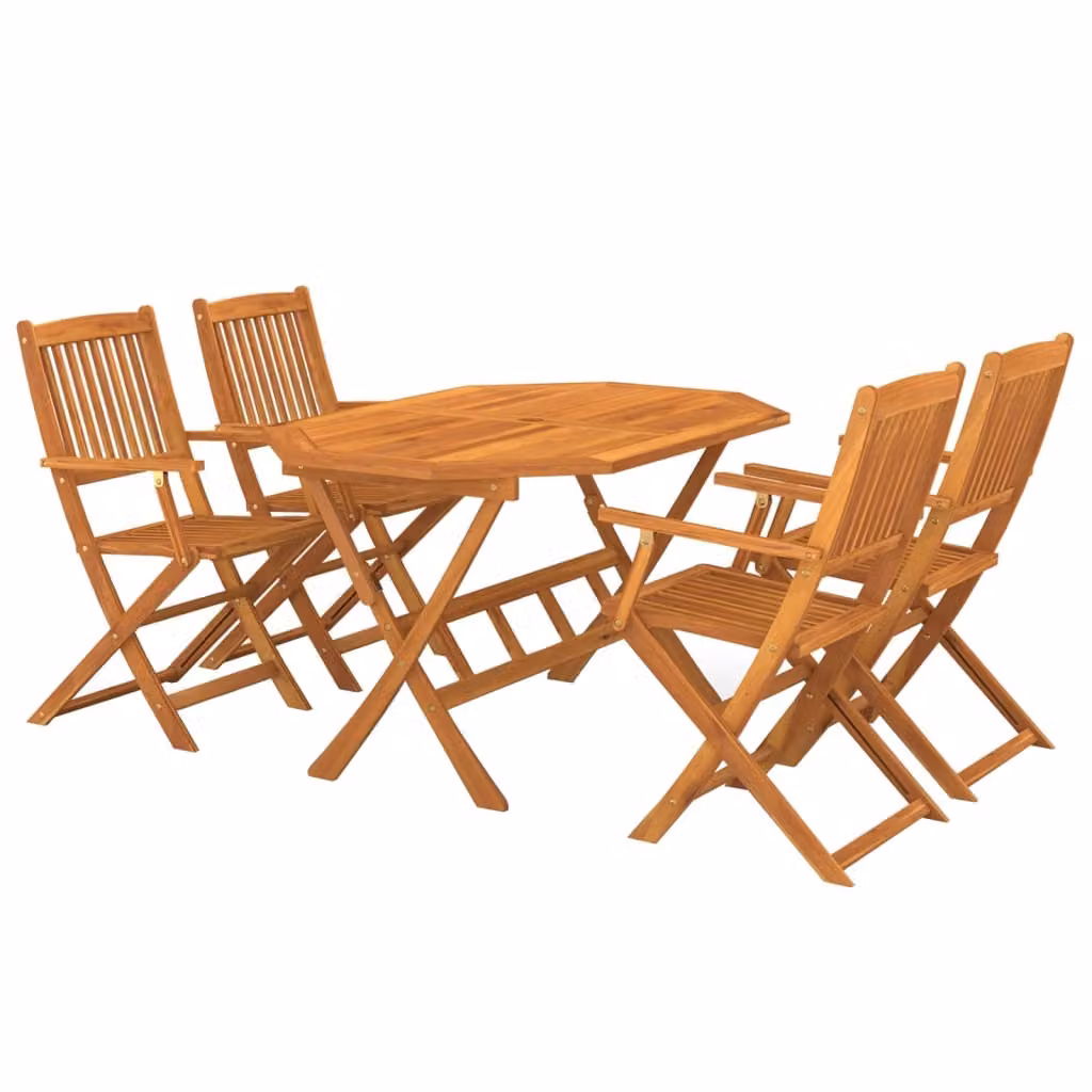 Set da Pranzo da Giardino 5 pz in Legno Massello di Acacia