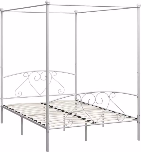 Giroletto Baldacchino senza Materasso-Struttura Letto Bianco 160x200 cm Metallo