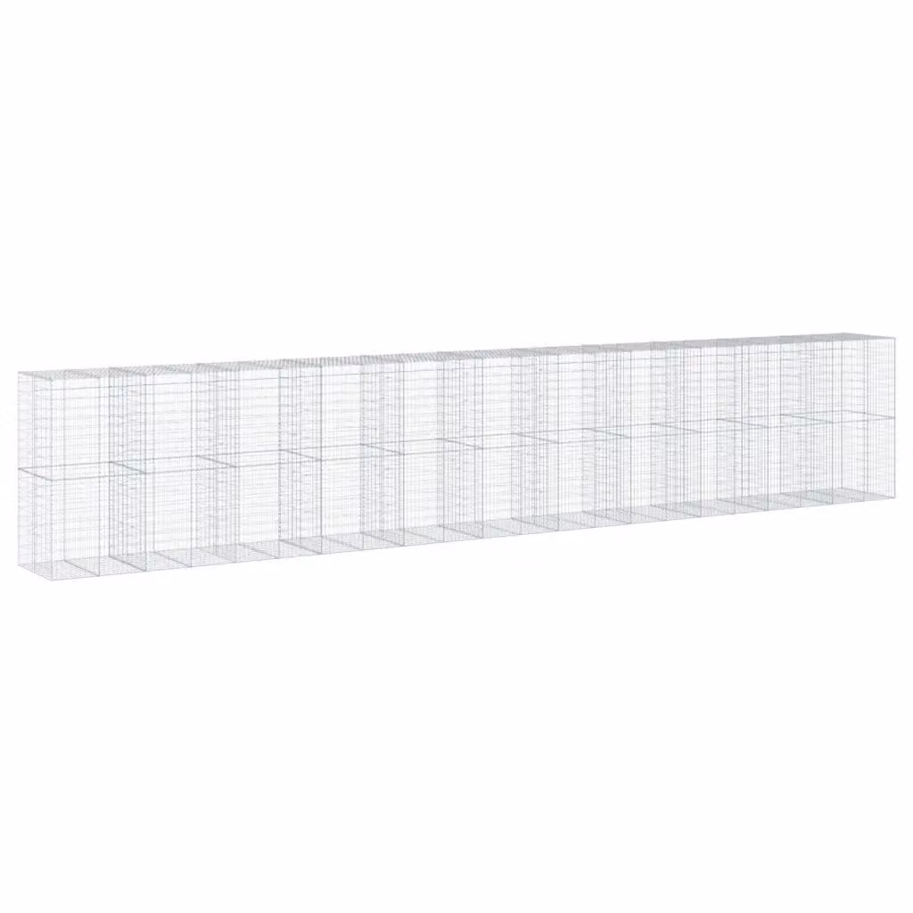 Cesto Gabbione con Copertura vidaXL in Acciaio Zincato Argento L: 1100 cm, P: 100 cm, H: 200 cm – 2