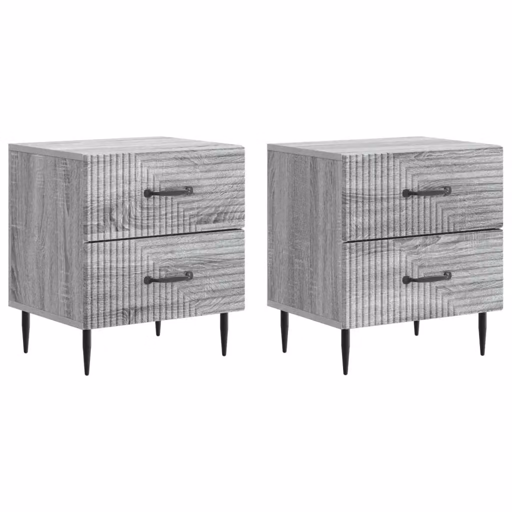 Set di 2 Armadi da Notte vidaXL Grigio, L/P/H: 43 x 34,5 x 47,5 cm – 2