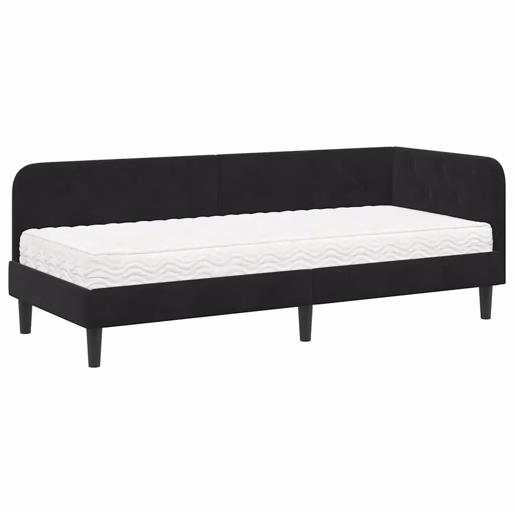 Cornice del letto ad angolo vidaXL in velluto nero, L 80 x P 200 cm – 2