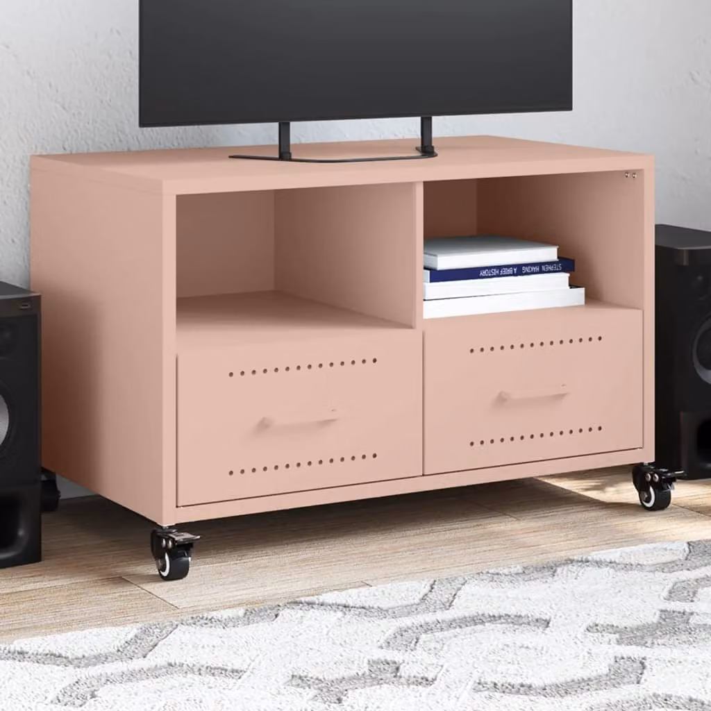 Mobile TV vidaXL Rosa in Metallo e MDF L: 68 cm, P: 39 cm, H: 43,5 cm