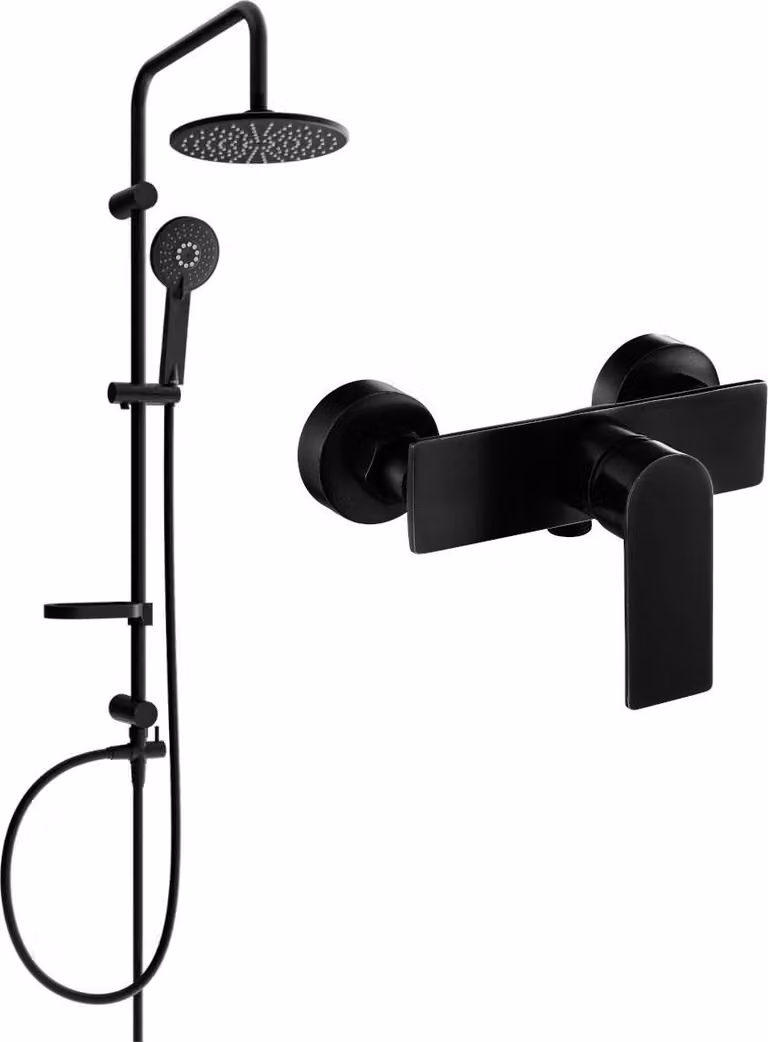 Mexen Carl set doccia esterno con soffione e miscelatore doccia Alfa, nero - 745740240-70