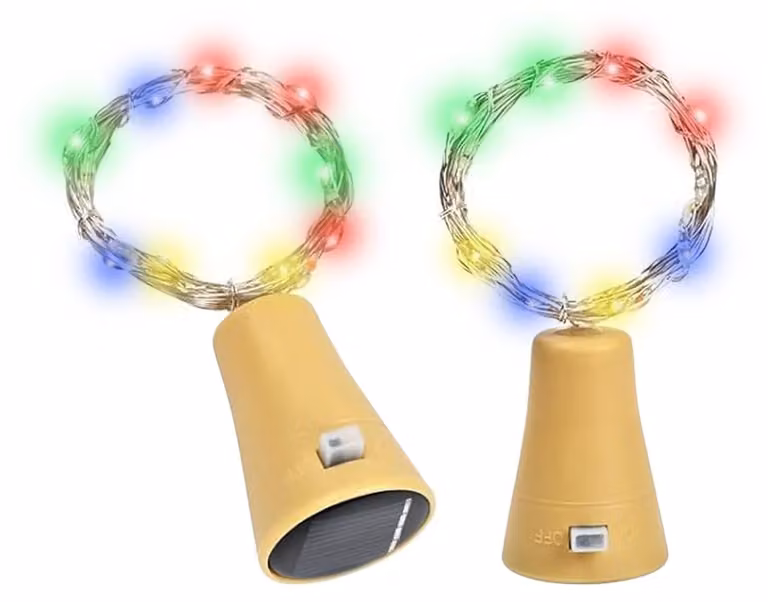 Set di 2 luci solari a forma di bottiglia, lunghezza 2 metri, 20 LED, multicolore
