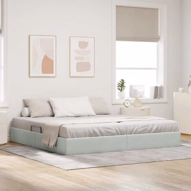 Letto ottomano Grigio Chiaro 200 x 200 cm Velluto 3442904