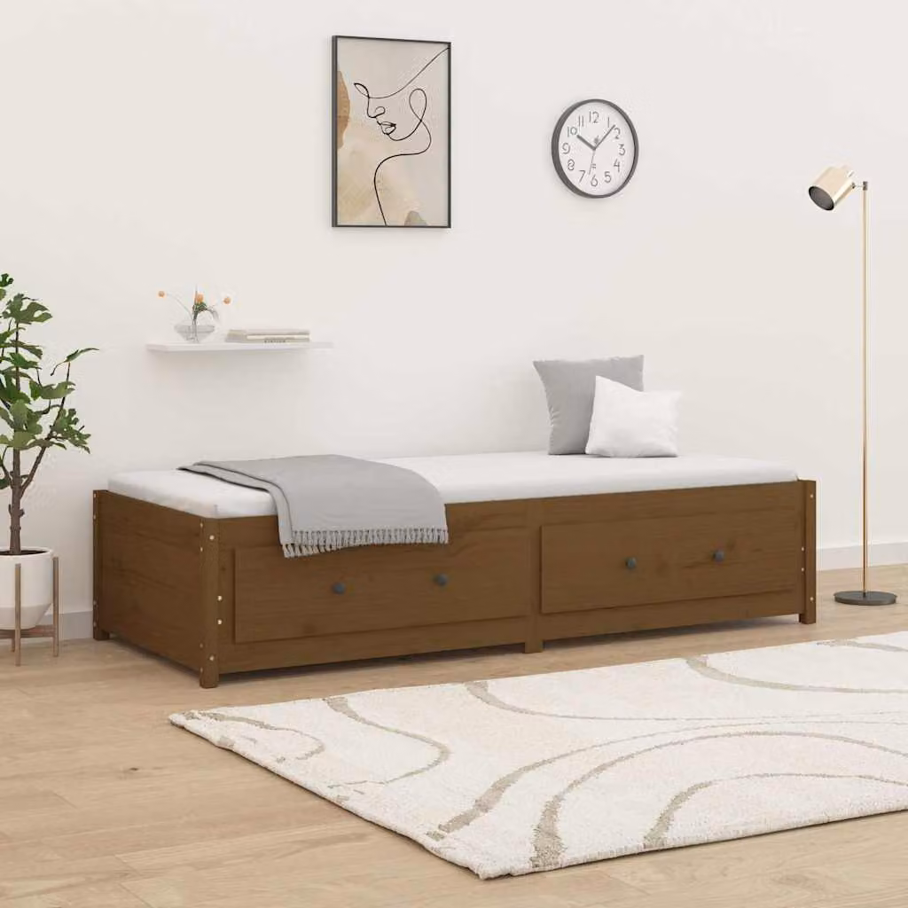 Dormeuse Ambra vidaXL in legno massello di pino color ambra con cassetti L/P/H: 200 x 80 x 30 cm