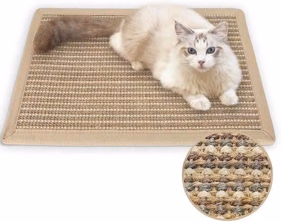 Tappetino antigraffio per gatti - Protegge i mobili - Realizzato in sisal naturale - 40 x 60 cm - Colore crema
