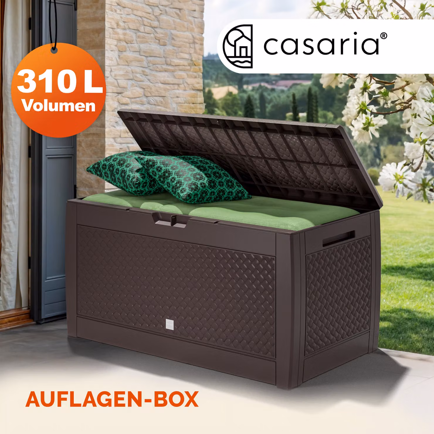 Baule da giardino Matuba Casaria marrone L: 119 cm, P: 48 cm, H: 60 cm – 2