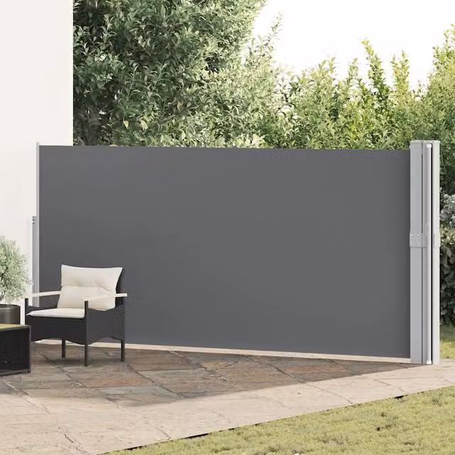 Tenda Laterale Retrattile Videx per Patio in Poliestere e Acciaio, Colore Antracite, L: 1200 cm, H: 170 cm