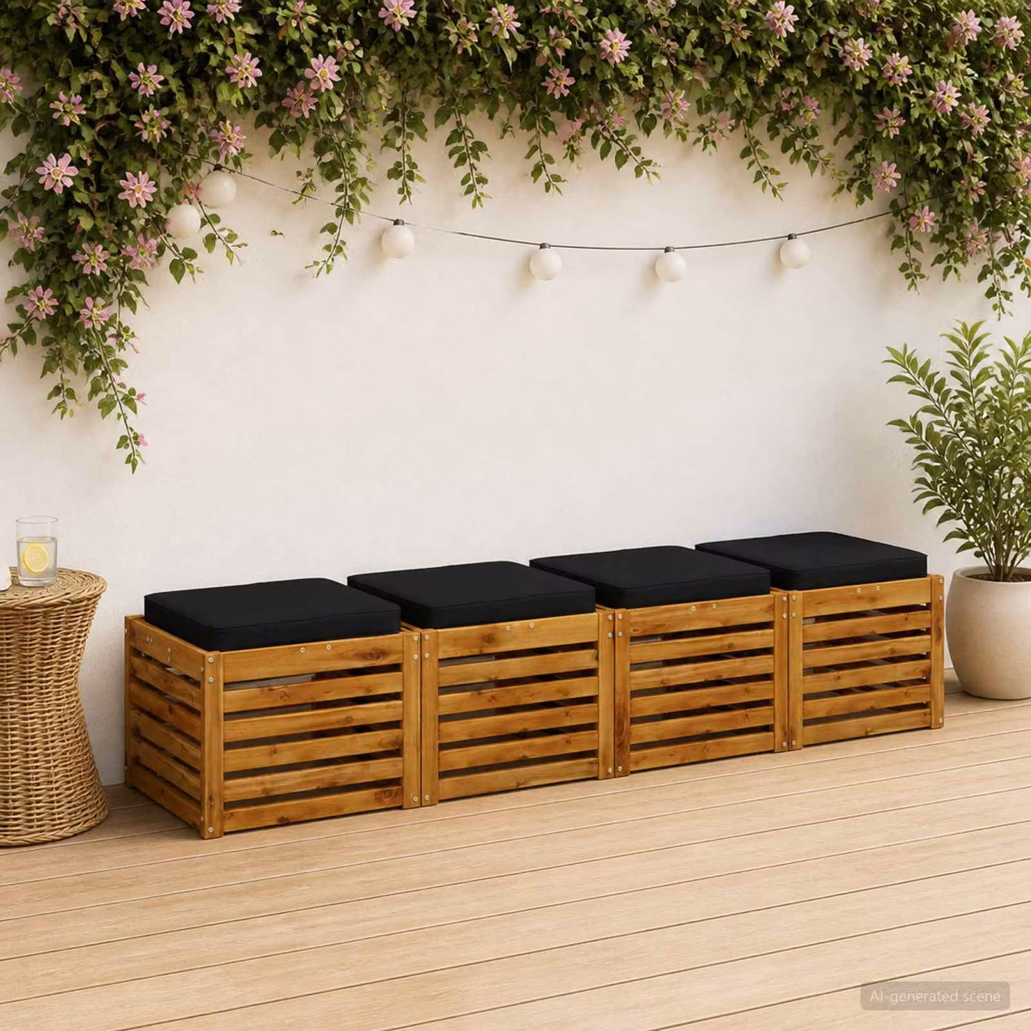 Set di 4 cuscini per sedia vidaXL VUGHT in poliestere nero con imbottitura in schiuma e rivestimento rimovibile