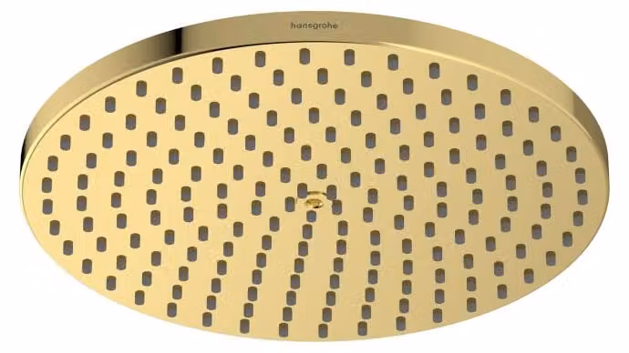 Doccia a soffitto Raindance di hansgrohe, diametro 240 mm, 1 getto PowderRain, tecnologia EcoSmart+, finitura dorata lucida
